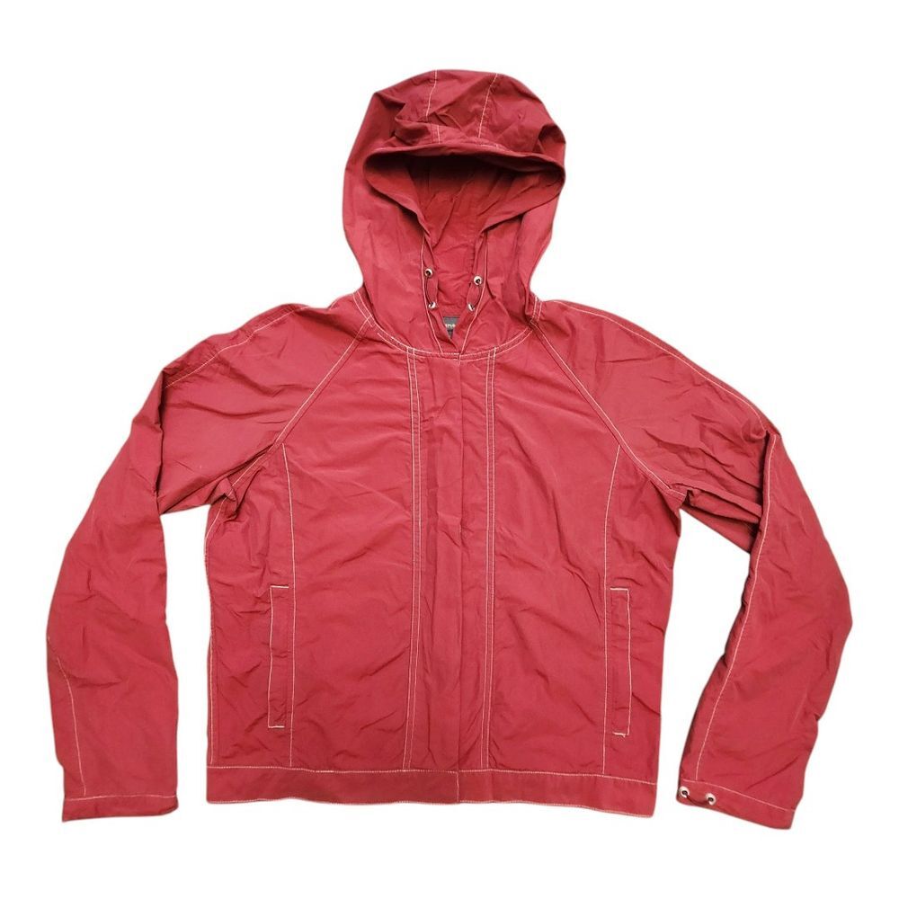 Y2K Women's Banana Republic Windbreaker Hooded‎ Red Size Large Packable Outdoors